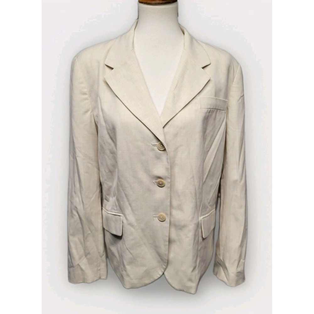 Worthington Ivory 3 Button Blazer Stretch Lined Jacket Casual Business Size 18